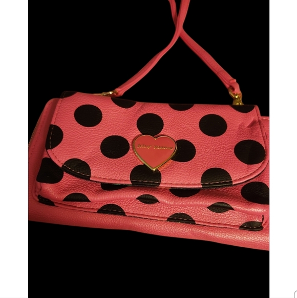 Betsey Johnson Handbags - Pink Polka Dot Wallet On A Strap By Betsey